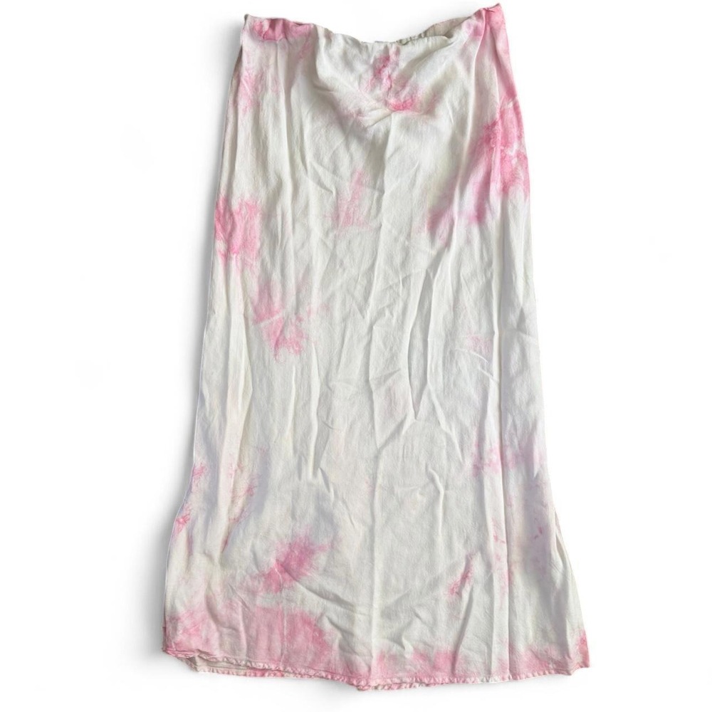 Bella Dahl Pink White Tie Dye Midi Skirt Boho Cottagecore Small B3160-654